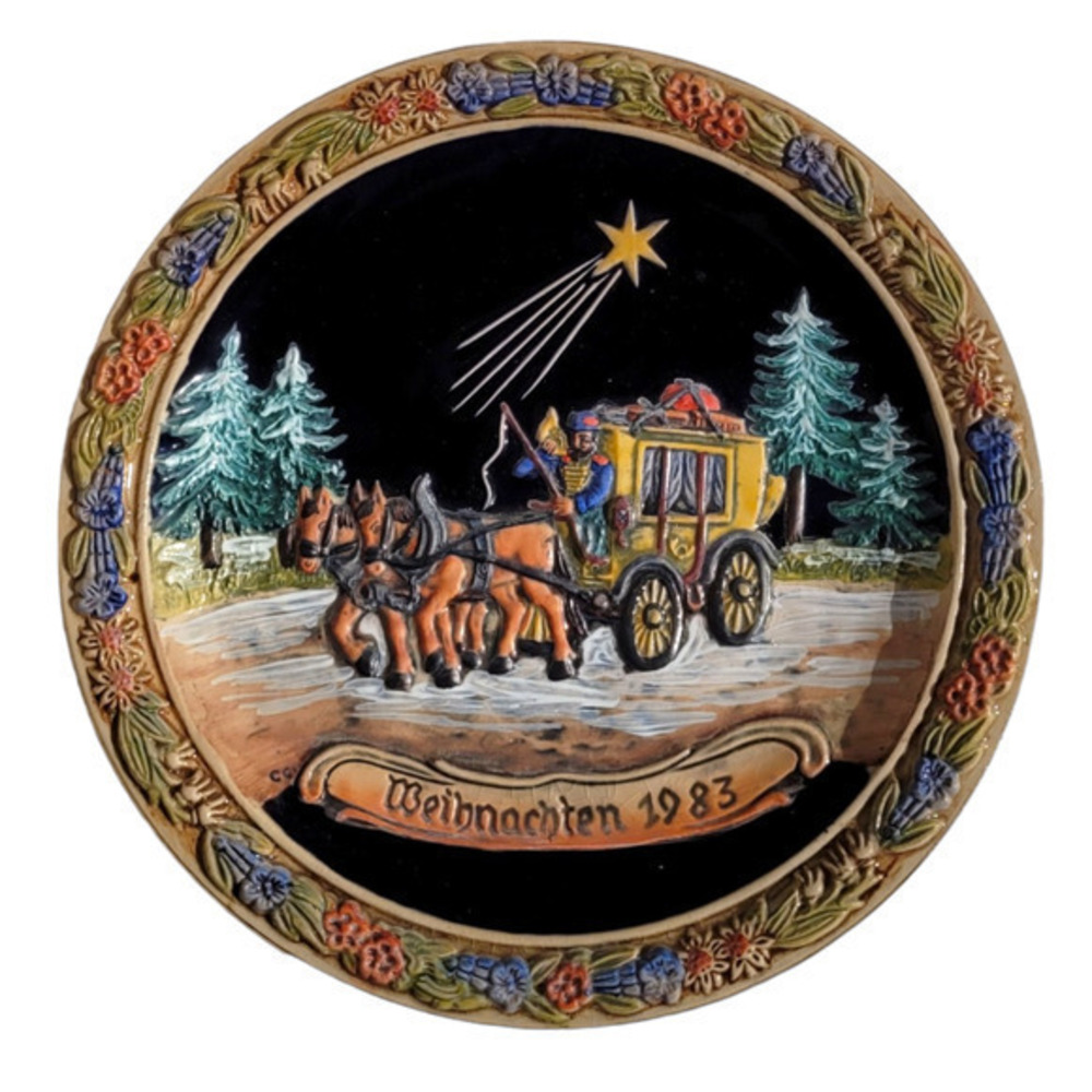 Vintage Christmas Western Germany Weihnachten‎ Salt Glaze 1983 Wall Décor Plate